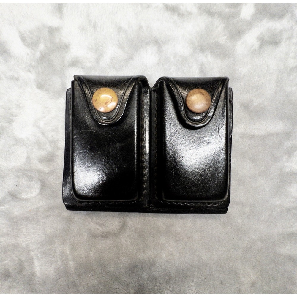 Vtg Safety Speed Double Stack Magazine Black Leather Holster Made In USA